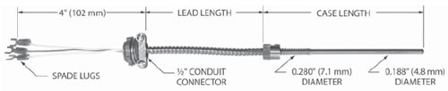 Bayonet Mount Tip-sensitive RTDs and Thermocouples